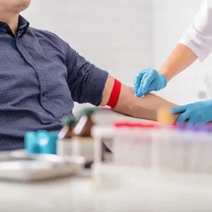patient getting ready to have blood drawn